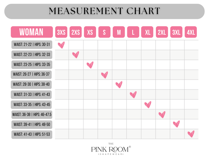 Chart size waist cincher