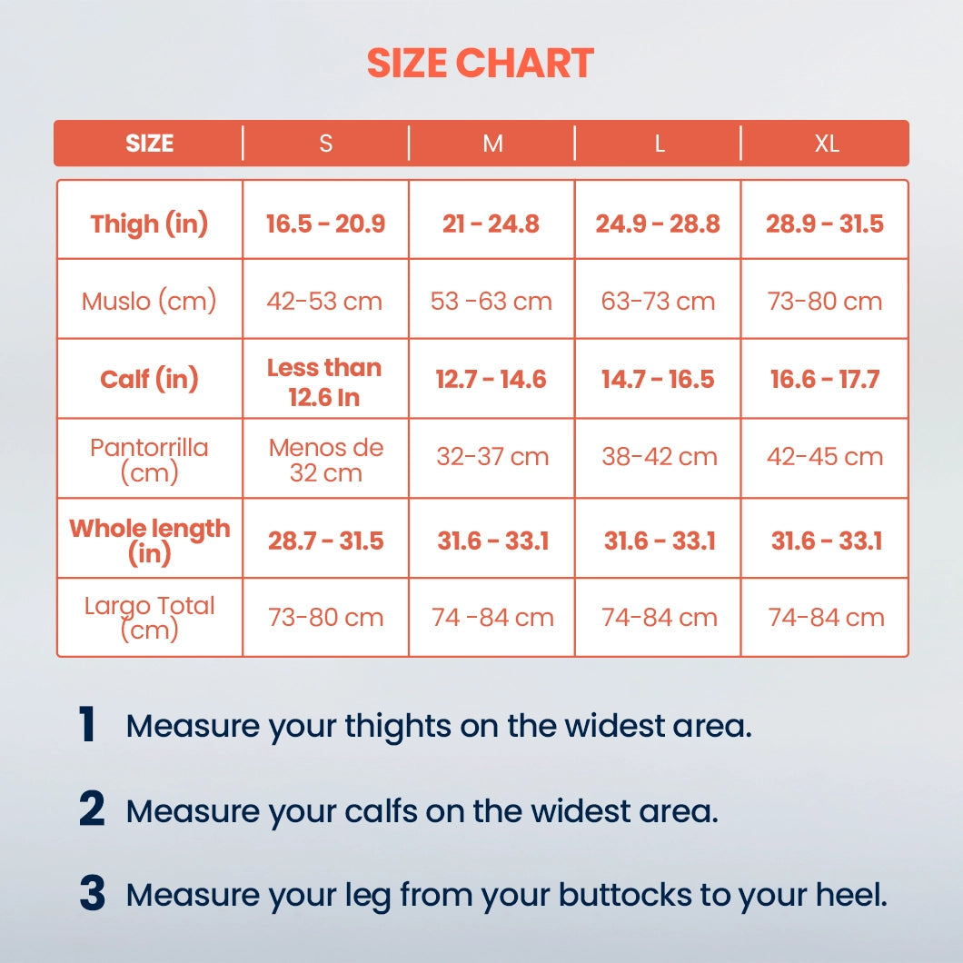 Chart size compression socks