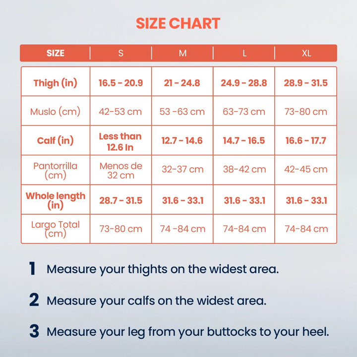 Chart size compression socks