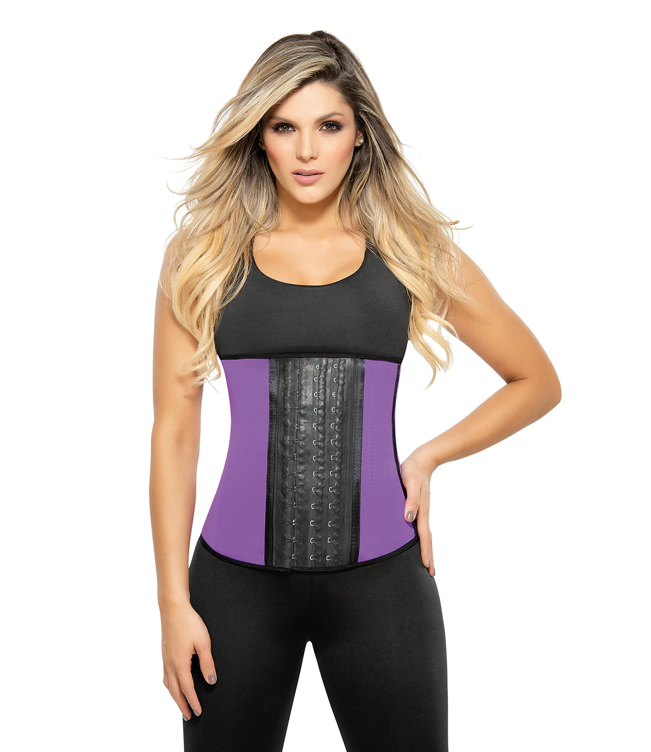 Ann Chery 2023 Faja Deportiva 3 Hooks Purple Fajas Latex Waist Trainer Shaper