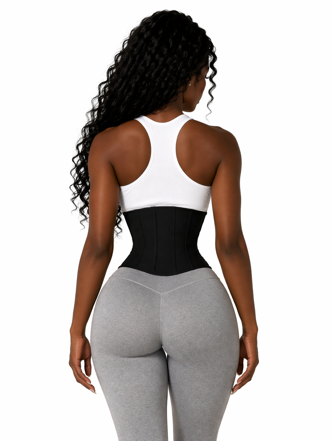 Short torso waist cincher black